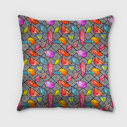 Подушка квадратная Кристаллы, цвет: 3D-принт