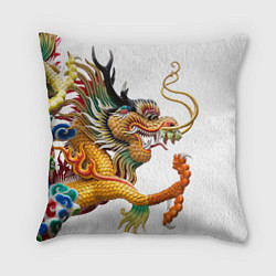 Подушка квадратная Желтый китайский дракон 3D, цвет: 3D-принт