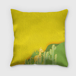 Подушка квадратная Милый жираф в кактусах, цвет: 3D-принт