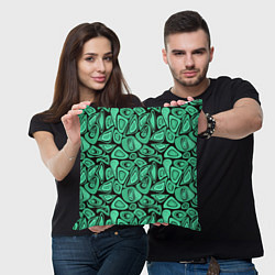 Подушка квадратная Зеленый абстрактный узор, цвет: 3D-принт — фото 2