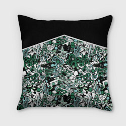 Подушка квадратная Черно-зеленые каракули, цвет: 3D-принт