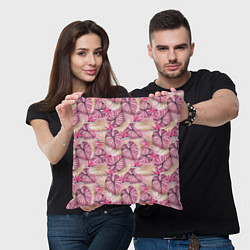 Подушка квадратная Розовый тропический узор, цвет: 3D-принт — фото 2