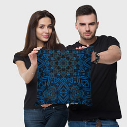 Подушка квадратная Черно-синяя мандала, цвет: 3D-принт — фото 2