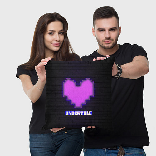 Подушка квадратная UNDERTALE PURPLE HEART / 3D-принт – фото 3