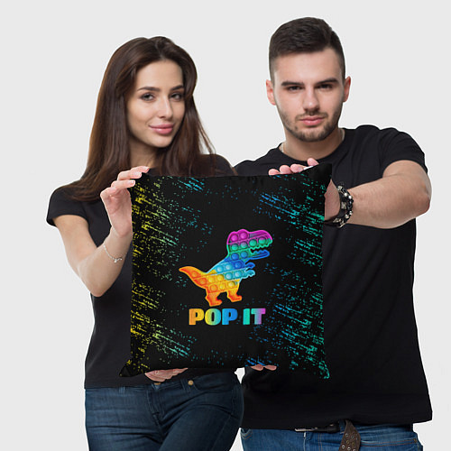 Подушка квадратная POP IT DINOSAUR ДИНОЗАВР / 3D-принт – фото 3