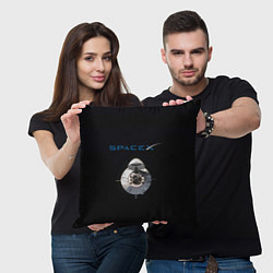 Подушка квадратная SpaceX Dragon 2, цвет: 3D-принт — фото 2