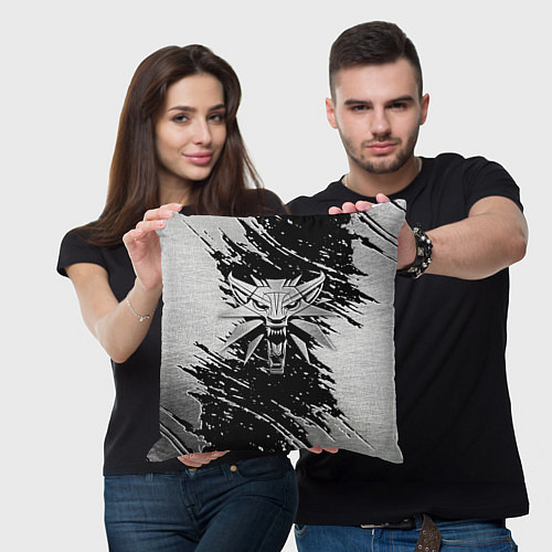 Подушка квадратная THE WITCHER LOGO STEEL / 3D-принт – фото 3