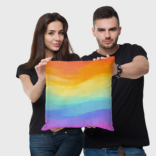 Подушка квадратная РАДУЖНЫЕ ВОЛНЫ RAINBOW WAVES Z / 3D-принт – фото 3