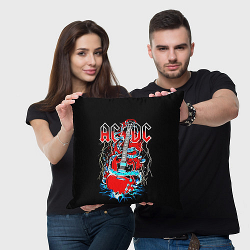 Подушка квадратная ACDC гитара / 3D-принт – фото 3