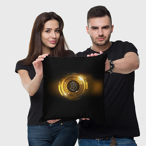 Подушка квадратная BITCOIN КРИПТОВАЛЮТА / 3D-принт – фото 3
