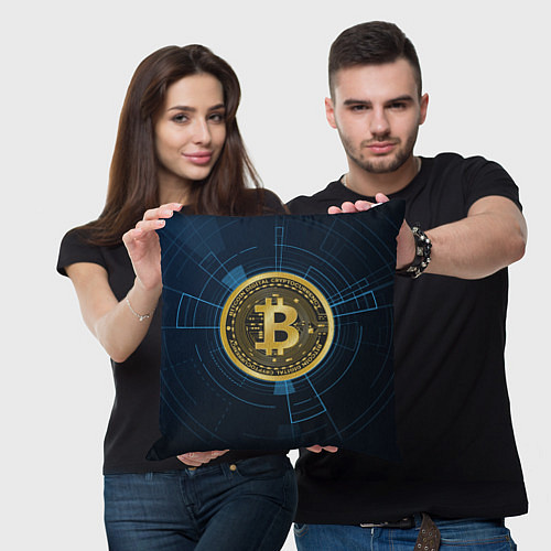 Подушка квадратная BITCOIN ВАЛЮТА / 3D-принт – фото 3