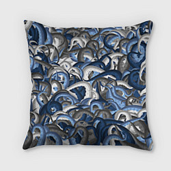 Подушка квадратная Синий камуфляж с щупальцами, цвет: 3D-принт
