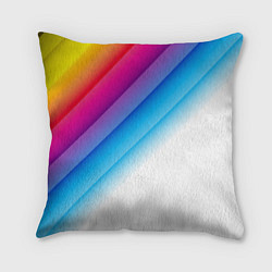 Подушка квадратная РАДУЖНЫЕ ПОЛОСЫ RAINBOW Z, цвет: 3D-принт