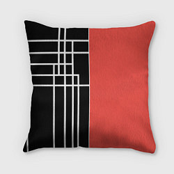 Подушка квадратная Черный и коралловый арт деко, цвет: 3D-принт