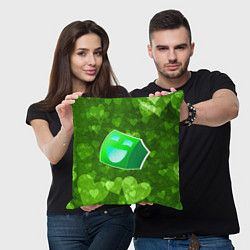 Подушка квадратная Geometry Dash: Green Love Z, цвет: 3D-принт — фото 2
