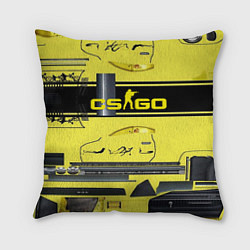 Подушка квадратная CS GO YELLOW SKIN, цвет: 3D-принт