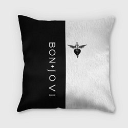 Подушка квадратная BON JOVI BLACK WHITE, цвет: 3D-принт