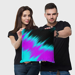 Подушка квадратная НЕОНОВЫЕ ПОЛОСЫ И НИЧЕГО ЛИШНЕГО NEON STRIPES, цвет: 3D-принт — фото 2