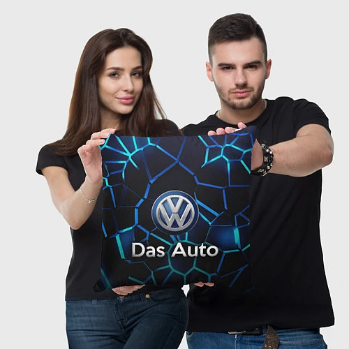 Подушка квадратная Volkswagen слоган Das Auto / 3D-принт – фото 3