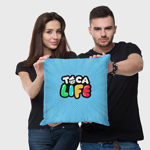 Подушка квадратная Toca Life: Logo / 3D-принт – фото 3