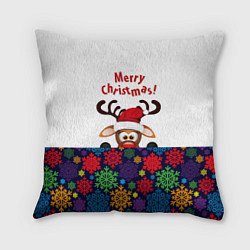 Подушка квадратная Merry Christmas оленёнок