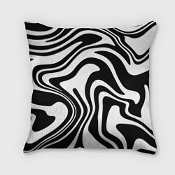 Подушка квадратная Черно-белые полосы Black and white stripes, цвет: 3D-принт