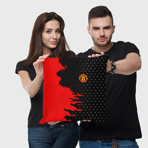 Подушка квадратная МАНЧЕСТЕР ЮНАЙТЕД FCMU MANCHESTER UNITED RED DEVIL / 3D-принт – фото 3