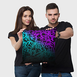Подушка квадратная НЕОНОВОЕ ГРАФФИТИ NEON, цвет: 3D-принт — фото 2