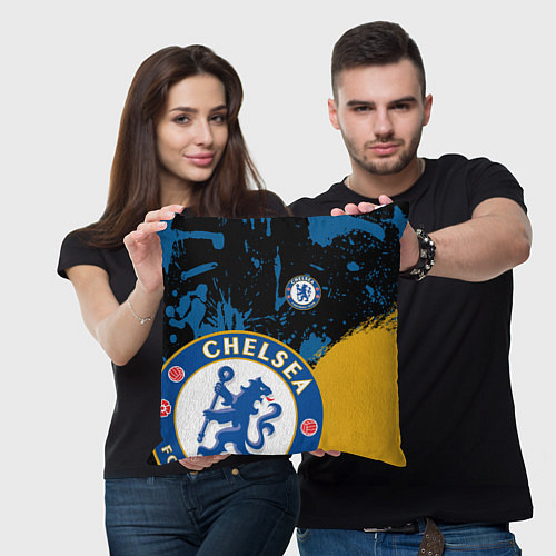 Подушка квадратная ЧЕЛСИ CHELSEA GOLDEN LOGO / 3D-принт – фото 3