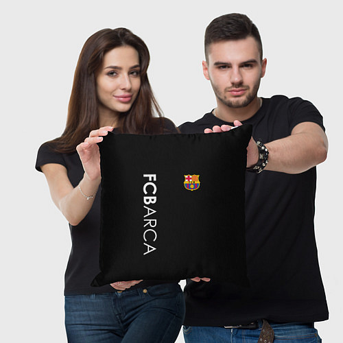 Подушка квадратная FC BARCA BLACK STYLE / 3D-принт – фото 3