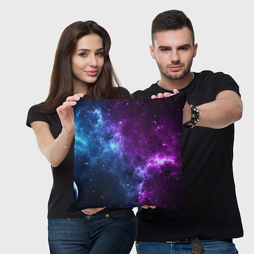 Подушка квадратная NEON GALAXY НЕОНОВЫЙ КОСМОС / 3D-принт – фото 3