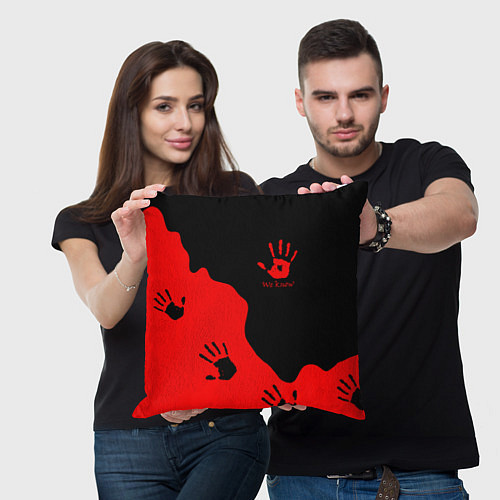 Подушка квадратная WE KNOW RED LOGO / 3D-принт – фото 3