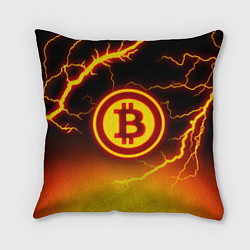 Подушка квадратная ОГНЕННЫЙ БИТКОИН HODL IT BITCOIN, цвет: 3D-принт