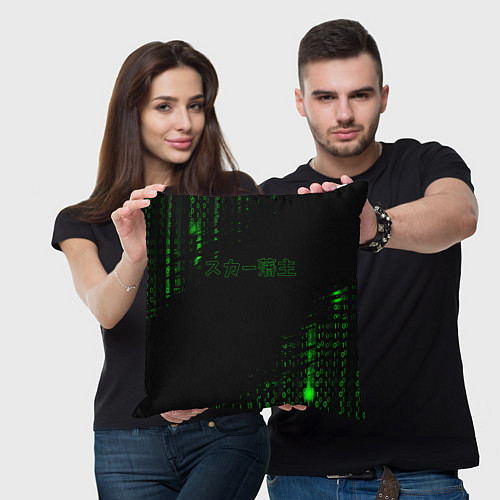 Подушка квадратная SCARLXRD ЦИФРОВОЙ ДОЖДЬ / 3D-принт – фото 3