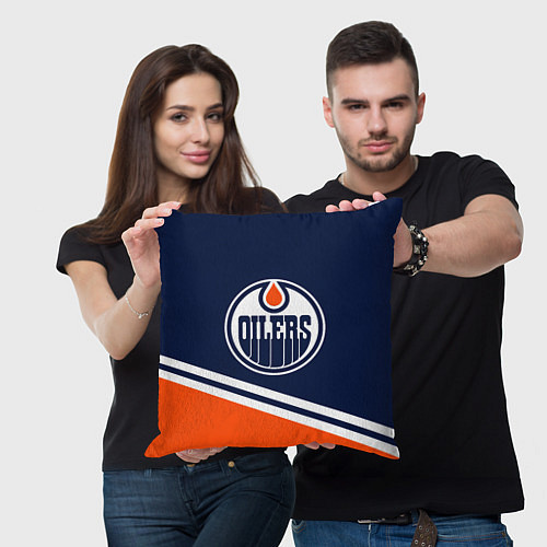 Подушка квадратная Edmonton Oilers Эдмонтон Ойлерз / 3D-принт – фото 3