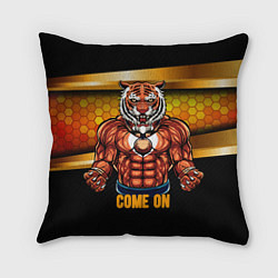Подушка квадратная Накаченный тигр, цвет: 3D-принт