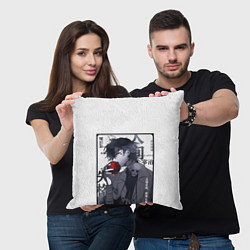 Подушка квадратная Dazai Дадзай Осаму ест яблоко, цвет: 3D-принт — фото 2