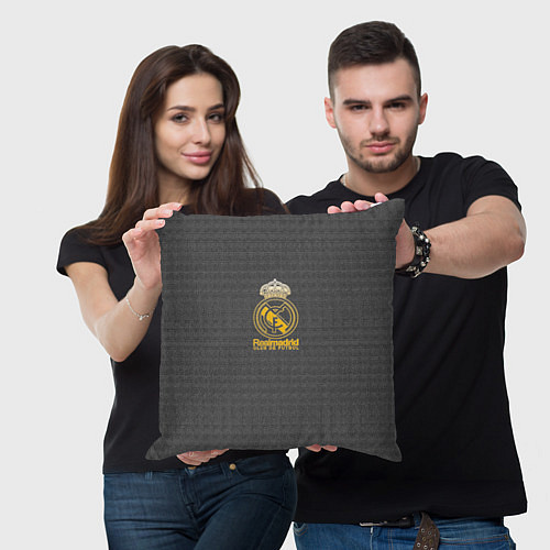 Подушка квадратная Real Madrid graphite theme / 3D-принт – фото 3