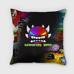Подушка квадратная Geometry Dash: Demon Art, цвет: 3D-принт