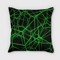 Подушка квадратная Зеленые Полигоны Матрица, цвет: 3D-принт