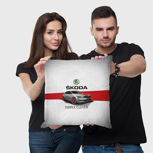 Подушка квадратная Skoda Rapid Sport / 3D-принт – фото 3