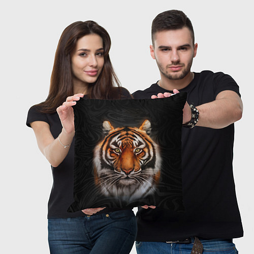 Подушка квадратная Реалистичный тигр Realistic Tiger / 3D-принт – фото 3