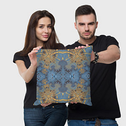 Подушка квадратная Коллекция Фрактальная мозаика Желто-синий 292-6-n1, цвет: 3D-принт — фото 2
