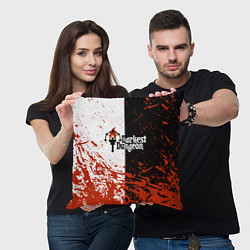 Подушка квадратная Darkest Dungeon DD Black White Logo, цвет: 3D-принт — фото 2