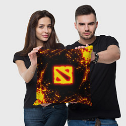 Подушка квадратная DOTA 2 FIRE LOGO ДОТА 2 ОГНЕННЫЙ ЛОГО, цвет: 3D-принт — фото 2