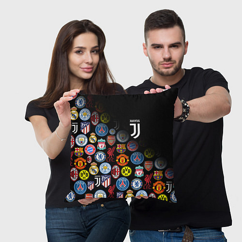 Подушка квадратная JUVENTUS LOGOBOMBING SPORT / 3D-принт – фото 3