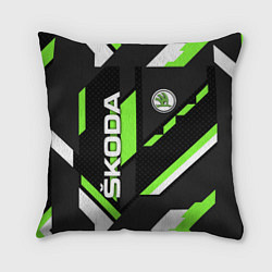 Подушка квадратная ШКОДА ГЕОМЕТРИЯ ЛИНИИ SKODA GEOMETRY SPORT, цвет: 3D-принт