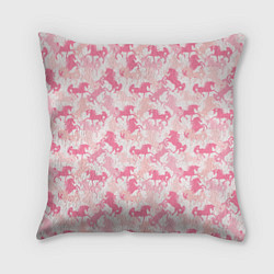 Подушка квадратная Розовые Единороги, цвет: 3D-принт