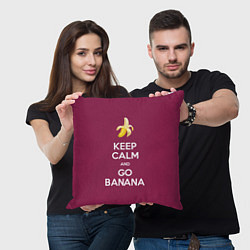 Подушка квадратная Keep calm and go banana, цвет: 3D-принт — фото 2