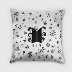 Подушка квадратная ЛОГОТИП БТС LOGO BTS, цвет: 3D-принт